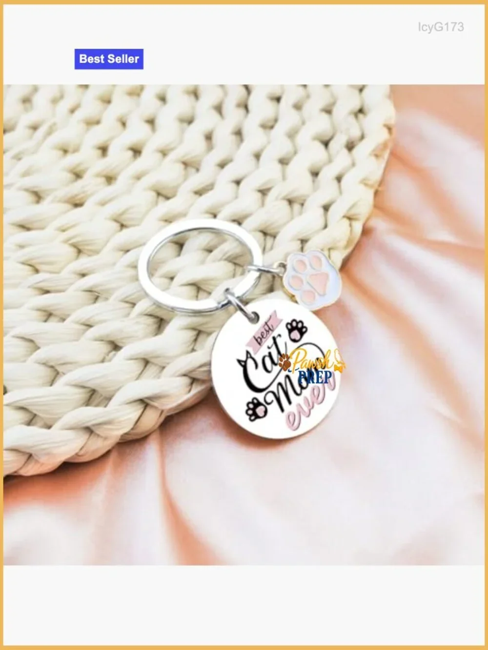 Stainless Steel Cat Mom Keychain Gift for Women Pet Lovers